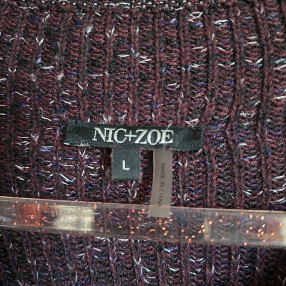 NIC+ZOE, Red Chilled Angle Colorblock Marled Ribbed Knit Sweater, Size Large - Picture 9 of 10